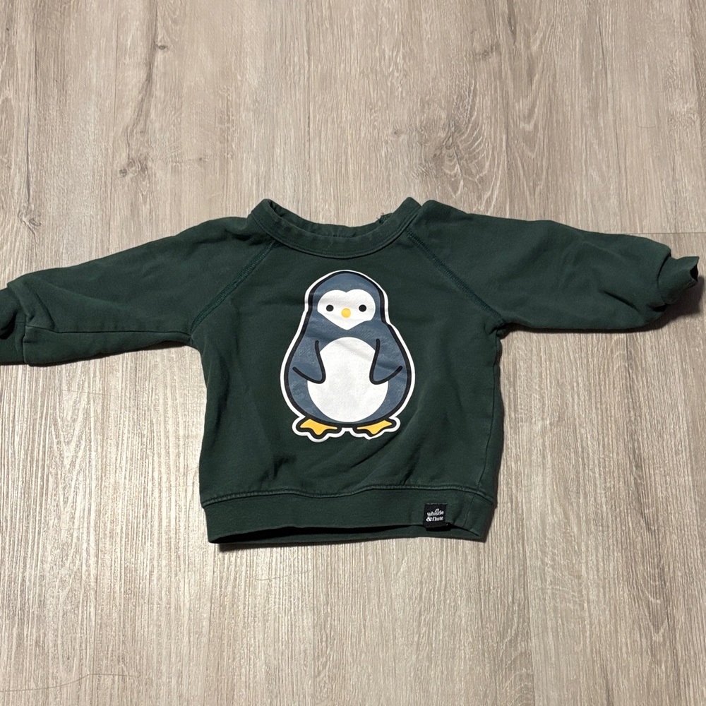 Whistle & Flute Green Penguin Kids Sweatshirt